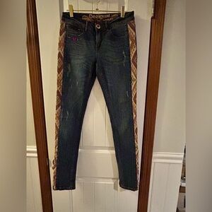Desigual Women's Blue Jeans with Patterned Sides fits like a 29 see pics